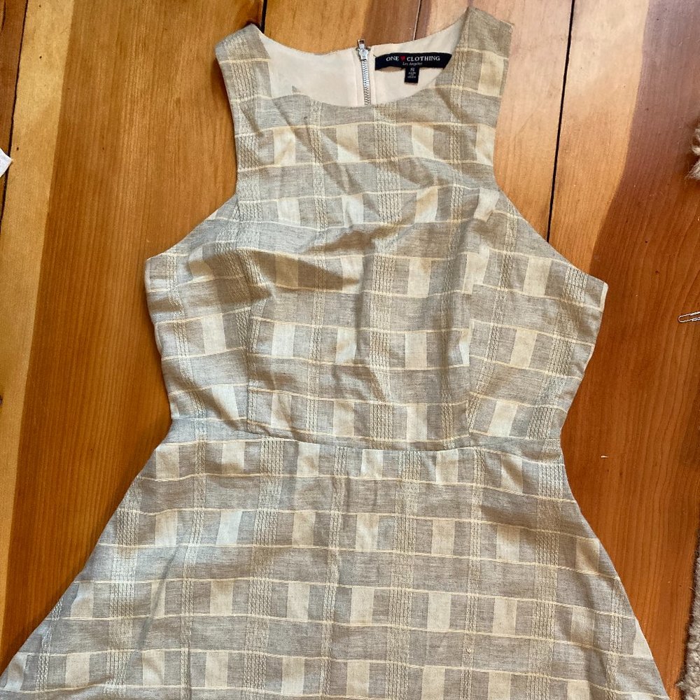 High neck open back fit and flare